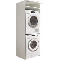 laundreezy Waschmaschinenschrank 67,5 x 200 cm Weiß Holz/Kunststoff/Metall