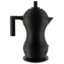 Alessi Espressokocher Pulcina Vollschwarz für 3 Tassen, 0,15l Kaffeekanne schwarz