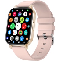 SANZEN Smartwatch für Damen und Herren, mit Anrufen und WhatsApp, 1,83 Zoll, Fitnessuhr, Herzfrequenzmesser, Schrittzähler, Smartband, Android, iOS (Gold)