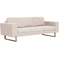 vidaXL 3-Sitzer-Sofa Stoff Cremeweiß