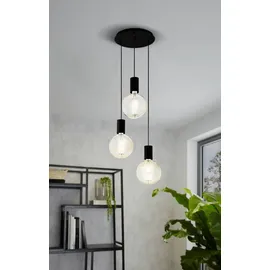 EGLO Pozueta 3-flg. Ø 34 cm rund schwarz
