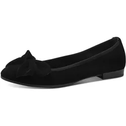 Ballerina TAMARIS, Damen, Gr. 42, schwarz, Ziegenveloursleder, unifarben, modisch, Schuhe, Blockabsatz, Businessschuh, Schlupfschuh hat eine schmale Form