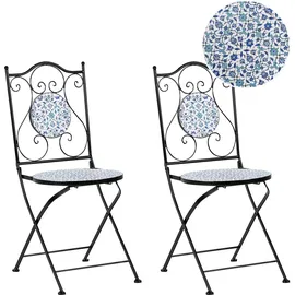 Beliani CHAPECO Gartenstuhl 55 x 70 x 106 cm schwarz/blau/weiß 2 St.