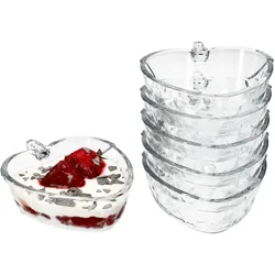 6x Erdbeerschale STRAWBERRY 180ml aus Glas Früchte-Relief Dessert-Schüssel Bowl