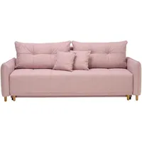 Carryhome Schlafsofa, Rosa, Textil, Eiche, vollmassiv, 3-Sitzer, Füllung: Schaumstoff, 227x98x113 cm, Rücken echt, Wohnzimmer, Sofas & Couches, Schlafsofas, Schlafsofas mit Bettkasten