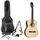 Almeria Konzertgitarren Set, 4/4 Gitarre mit Zubehör, Hochglanz Finish, Selected Hardwood Hals, Composite Griffbrett, 19 Bünde, Gold Hardware