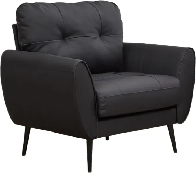 GRAVFORCE Ohrensessel für Wohnzimmer und Schlafzimmer, gepolsterter Sessel, bequemer und moderner Armlehnsessel, Bürolounge-Sessel, Clubsessel, 136 kg Tragfähigkeit, Kunstleder Schwarz