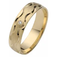 Trauring FIRETTI "Schmuck Geschenk Gold 375 Hochzeit Ehering "LIEBE" Welle" Fingerringe Gr. 18, 0,01 ct SI = kleine Einschlüsse mit Brillant, Gelbgold 585, 5mm, goldfarben (gelbgoldfarben) Made in Germany, wahlweise mit oder ohne Brillant