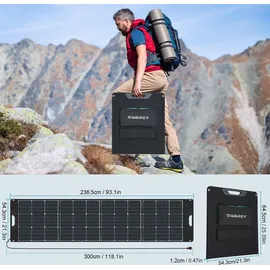 SWAREY Faltbares Solarpanel 200W Monokristallines Solarmodul für Powerstation Garten Camping RV Wandern Tablet