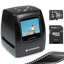 AgfaPhoto – Digitaler Filmscanner – Realiview AFS100 – 10 MP, 2,4" LCD-Bildschirm – 35-mm/135-Dias und Negative – Schwarzweiß-Negative – Inklusive Kabel, Halterungen + 32-GB-SD-Karte
