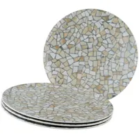 CreaTable Pizzateller Stone Collection 4-tlg Beige/Weiß