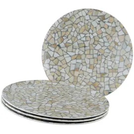 CreaTable Pizzateller Stone Collection 4-tlg Beige/Weiß