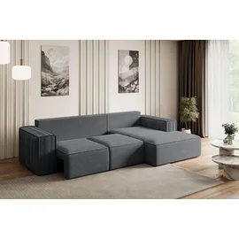 altdecor Ecksofa Cord 2-Sitzer Dunkelgrau