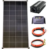 Solartronics Komplettset 1x140 Watt Poly Solarmodul 600 W Spannungswandler 10A Laderegler gelb Inselanlage