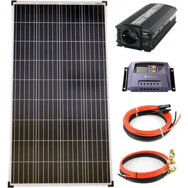 Solartronics Komplettset 1x140 Watt Poly Solarmodul 600 W Spannungswandler 10A Laderegler gelb Inselanlage