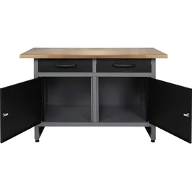 Ondis24 Werkstatt-Set Holz/Metall 240 cm grau/schwarz