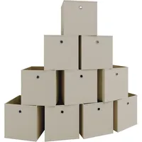 VCM Aufbewahrungsbox Boxas 28 x 27 x 27 cm 10-tlg. Weiß-Natur