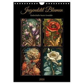 Calvendo Jugendstil Blumen (Wandkalender 2026 DIN A4 hoch), CALVENDO Monatskalender