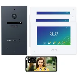 1 Familienhaus 2 Draht BUS WLAN Video-Türsprechanlage HD 170 Grad Weitwinkelkamera -Außenstation in Anthrazit 3x 7 Zoll Monitor