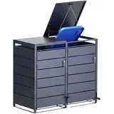 osoltus PedBox Mülltonnenbox Pedal 2 Mülltonnen Anthrazit Alu Verzinkt 145 X 116 Cm