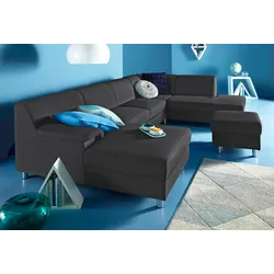 Wohnlandschaft INOSIGN "Jamie, U-Form", schwarz, B:308cm H:72cm T:80cm, Sofas, wahlweise mit Bettfunktion