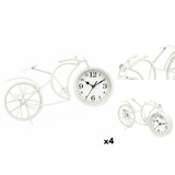 Gift Decor Uhr Tischuhr Fahrrad Weiß Metall 40 x 19,5 x 7 cm 4 Stück weiß
