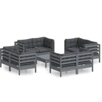 VidaXL 9-tlg. Garten-Lounge-Set mit Anthrazit Kissen Kiefernholz