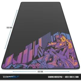 Titanwolf Gaming Mauspad XXL, glattes Stoffgewebe, Speed Mousepad 900 x 400mm große Fläche, Vector Gradient