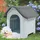 [en.casa] Hundehütte 75 x 59 x 66 cm Kunststoff Weiß/Grau