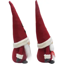 Lemodo 2er Set Wichtel 50 cm hoch, Weihnachtswichtel Duo in weihnachtlichem Rot