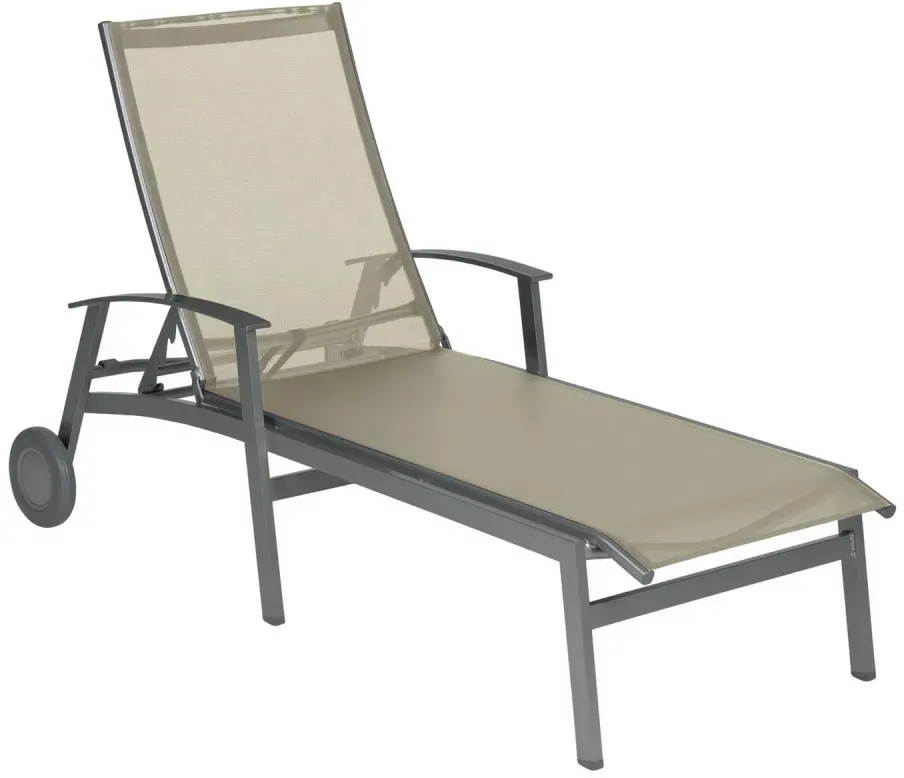 Sonnenliege California rollbar - 08 - grau metallic D75 - crema