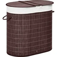 Homcom Wäschekorb 100L mit Deckel Griff 2 Wäschesäcken Bambus Braun