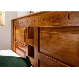 Massivmoebel24 Bett Akazie 140x200x90 honig lackiert Oxford 0251
