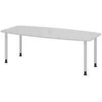 Bümö Konferenztisch grau, Silber, Meetingtisch für 8 Personen, XL-Tisch