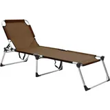 vidaXL Extra Hohe Senioren Sonnenliege Klappbar Liege Gartenliege Klappliege Relaxliege Strandliege Freizeitliege Campingbett Braun Aluminium