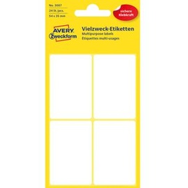 Avery Zweckform Etiketten Sonderformat, 54x35mm, weiß, 6 Blatt (24 Etiketten) (3087)
