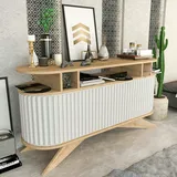 Dmora Kommode Dpoluzz, Wohnzimmerbuffet, Wohnzimmer-Sideboard, Moderne Küchen-Speisekammer, 150x43h75 cm, Eiche und Weiß