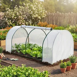 Outsunny Gewächshaus Weiß Metall, 1,600 L, 100x80x200 cm, Gartenzubehör, Gewächshäuser