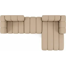 kaiser möbel Ecksofa L-Form Grand L 319 cm, Veloursstoff Salvador, Beige, Rechts - Beige
