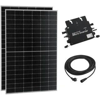 pro.tec Balkonkraftwerk Brusson 800 W Komplettset mit 2x400W Solaranlage mit Wechselrichter mit App und WIFI Solarmodulen 10m Kabel Photovoltaik Plug+Play