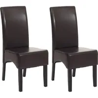 MCW 2er-Set Esszimmerstuhl Stuhl Küchenstuhl Littau ~ Leder, braun,