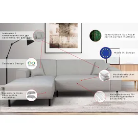 Home Affaire Ecksofa HOME AFFAIRE "ARROS L-Form mit Wellenunterfederung, Maße B/T/H: 235/163/81 cm", gelb, B:235cm H:81cm T:163cm, 100% Polyester, Sofas, Ecksofa, incl. Zierkissen, mit Recamiere rechts/links bestellbar, auch in Cord