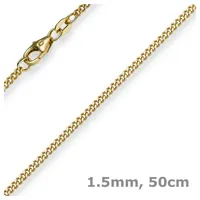 Schmuck Krone Goldkette 1,5mm Panzerkette aus 585 Gelbgold, 50cm, Gold 585 goldfarben