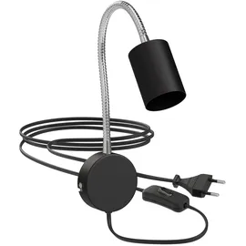 ledscom.de Leselampe WAIKA mit Schwanenhals, Stecker, Schalter schwarz matt, inkl. GU10 LED Lampe 450lm LED GU10 Lampe, warm-weiß