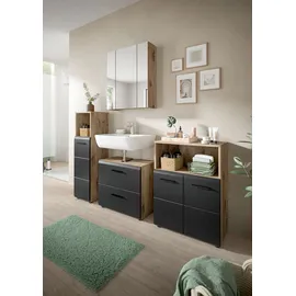 WELLTIME Waschbeckenunterschrank Florenz 60 x 55 cm Schwarz