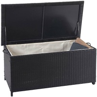 Poly-Rattan Gartentruhe HWC-D88, Kissenbox, Premium 51x100x50cm 170l schwarz