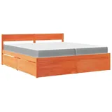 vidaXL Bett 200 x 200 cm Wachsbraun