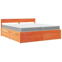 vidaXL Bett 200 x 200 cm Wachsbraun