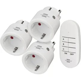 Brennenstuhl Funkschalt-Set Mini 3+1 Comfort-Line 3er Funksteckdosen-Set mit Fernbedienung (1507070)