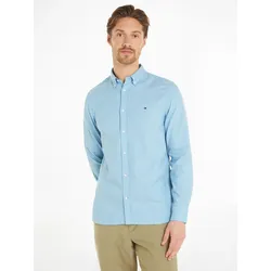 Langarmhemd TOMMY HILFIGER "FLEX DOBBY SF SHIRT", Herren, Gr. XXXL, N-Gr, blau (sleepy blau), Web, Obermaterial: 100% Baumwolle, casual, regular fit hüftbedeckend, hoch geschlossener Ausschnitt, Langarm Krempelärmel 2-Knopf-Manschette verstellbar, Hemden, mit Knopfleiste